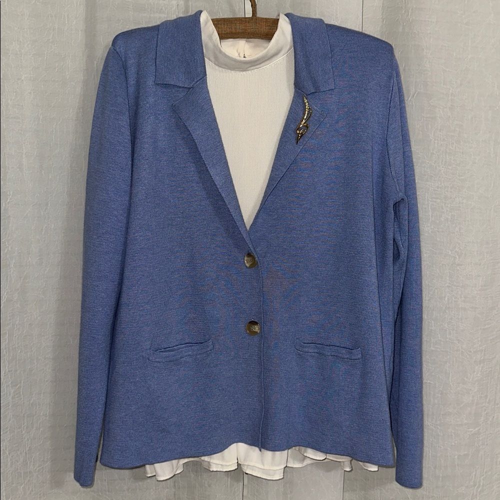 NorthStyle L Two Button Front Light Blue Knit Cardigan